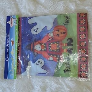 CUSTOM DECOR, INC. NeW Trick or Treat Witch Ghost‎ Halloween Cottage Garden Flag